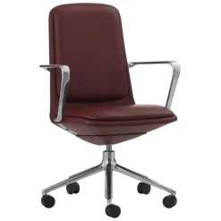 Normann Copenhagen Off chair with 5 wheels, armrests, alu. - brown leather Ultra