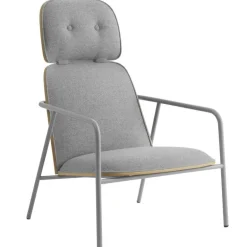 Normann Copenhagen Pad lounge chair high, grey steel - oak - Synergy LDS 16