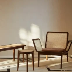 NORR11 Le Roi bench, dark smoked ash - rattan