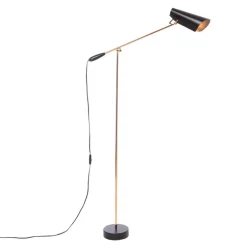 Northern Birdy floor lamp, black - brass