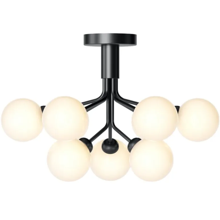 Nuura Apiales 9 ceiling lamp, satin black - opal white