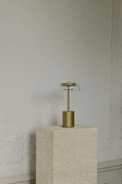 Nuura Blossi Mini portable table lamp, Nordic gold - clear