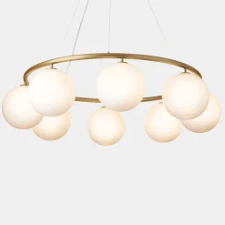 Nuura Miira 8 Circular pendant, brass - opal white