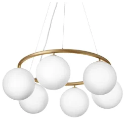 Nuura Miira 6 Circular pendant, brass - opal white