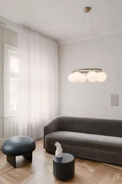 Nuura Miira 6 Circular pendant, brass - opal white