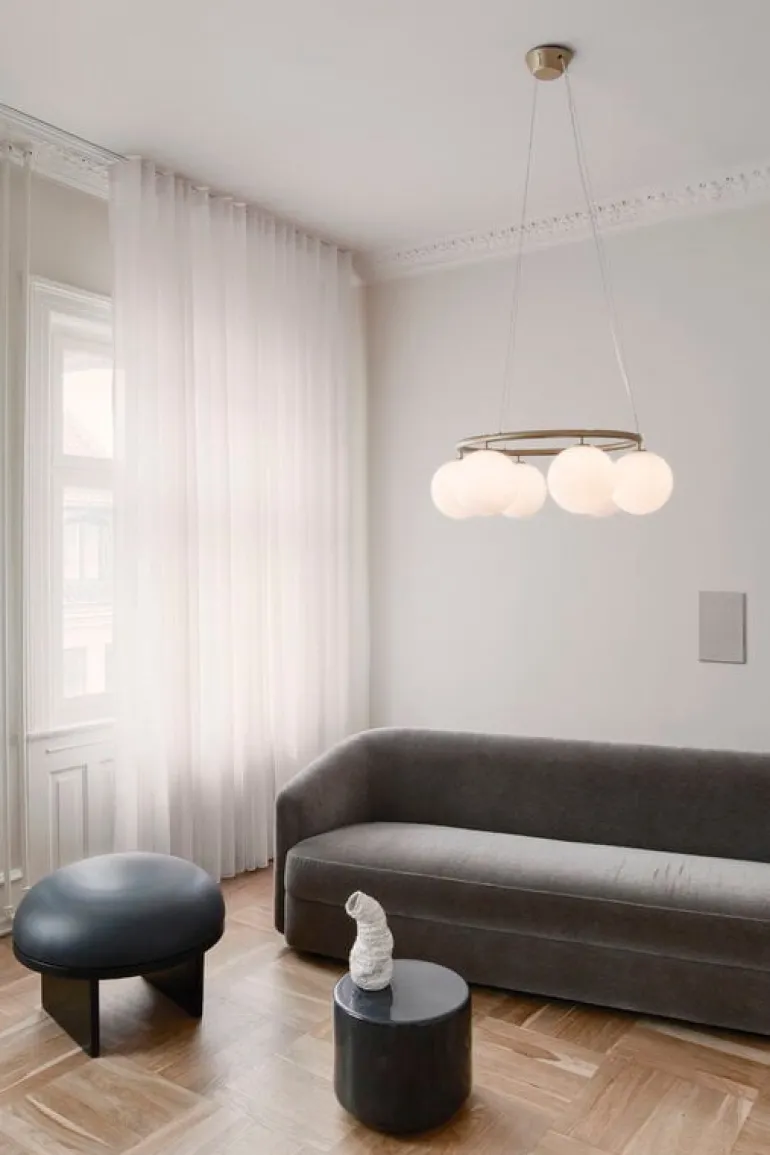 Nuura Miira 6 Circular pendant, brass - opal white