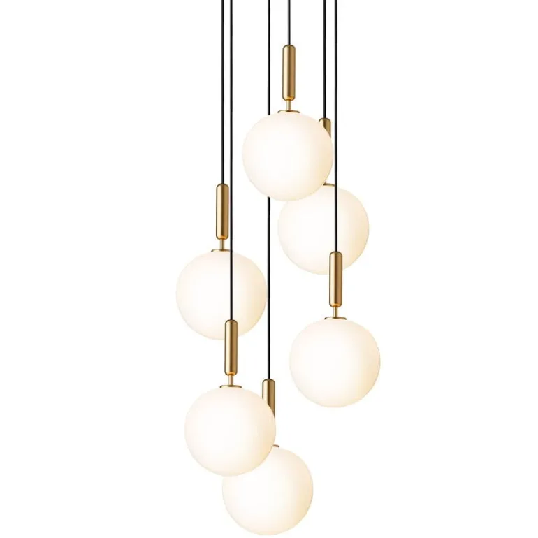 Nuura Miira 6 pendant, large, brass - opal white