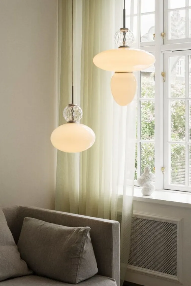 Nuura Rizzatto 43 pendant, satin silver - opal white