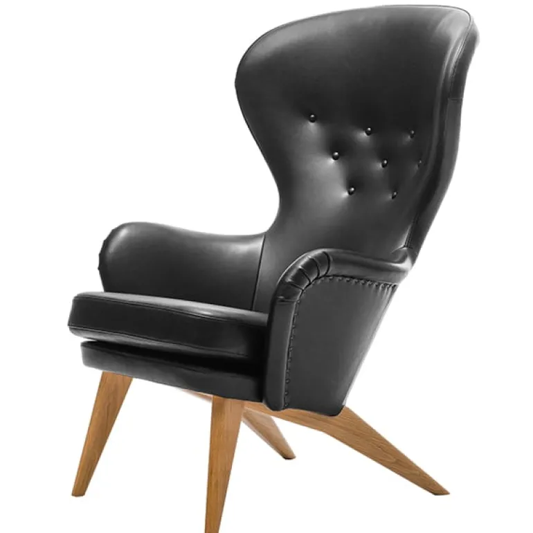 Ornäs Siesta lounge chair, oak - black leather Sørensen