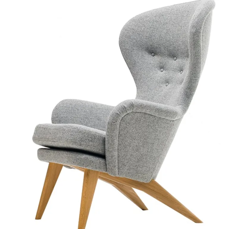 Ornäs Siesta lounge chair, oak - light grey Hallingdal 130