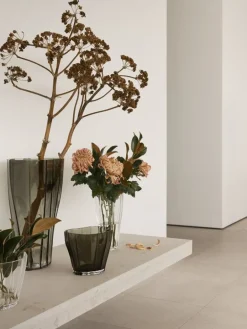Orrefors Reed vase, 175 mm, clear smokey green