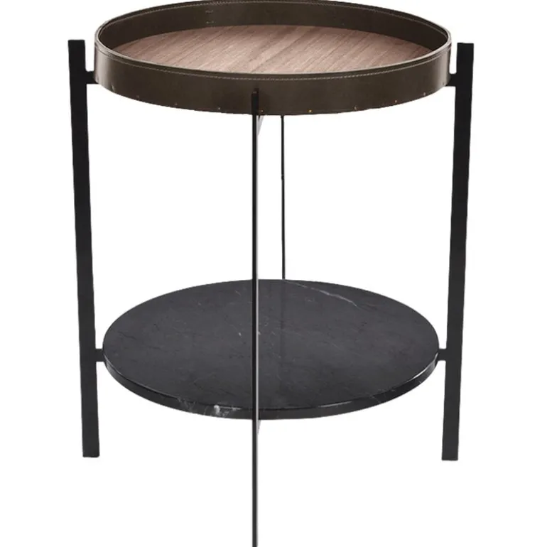 OX Denmarq Deck table 50 cm, walnut - black marble