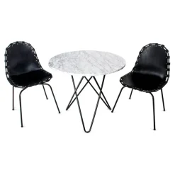 OX Denmarq Dining O table, 80 cm, black - white marble