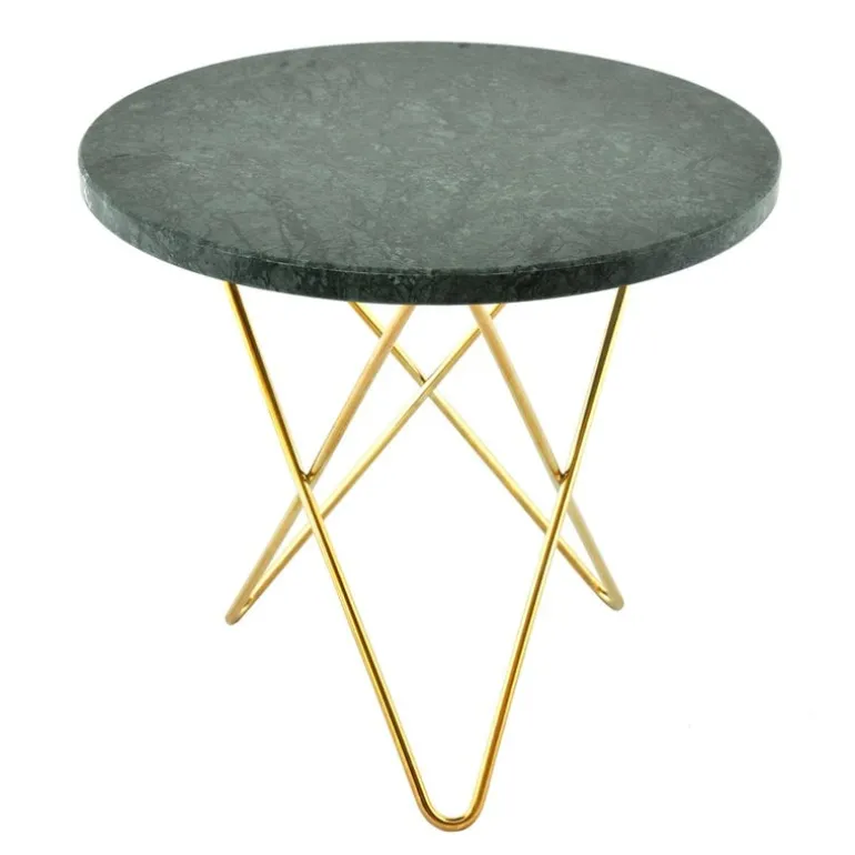 OX Denmarq Mini O table, brass - green marble