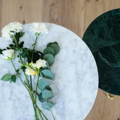 OX Denmarq Mini O table, brass - green marble