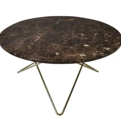 OX Denmarq O table, brass - brown marble
