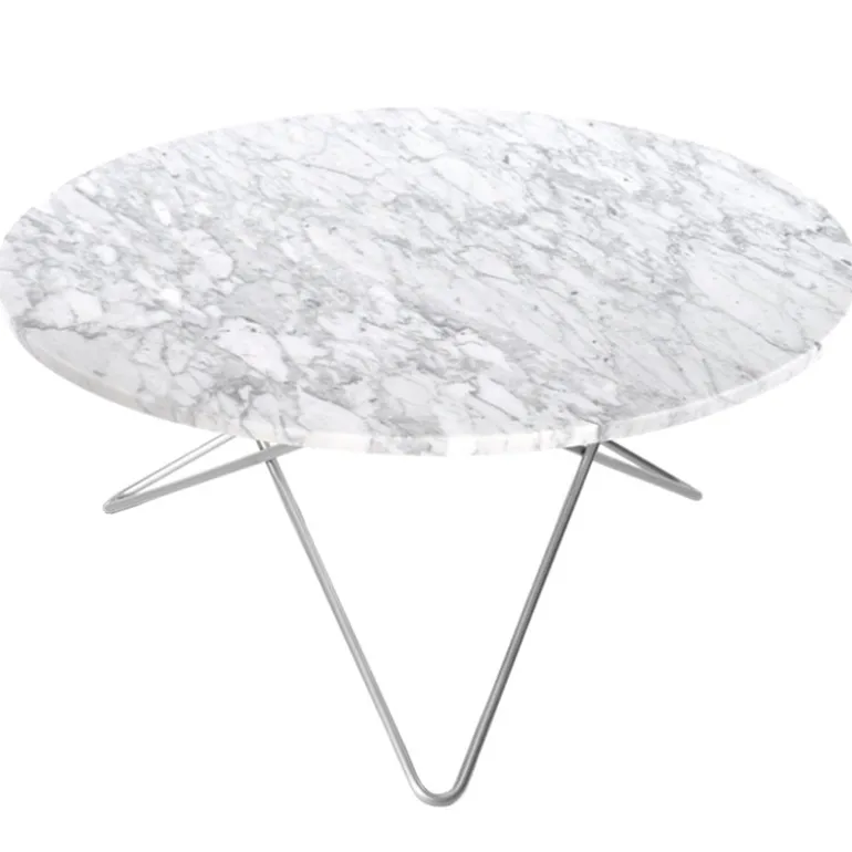 OX Denmarq O table, stainless steel - white marble