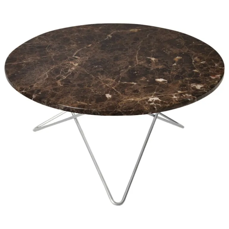 OX Denmarq O table, stainless steel - brown marble