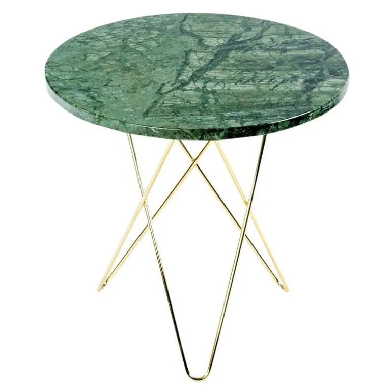 OX Denmarq Tall Mini O table, brass - green marble