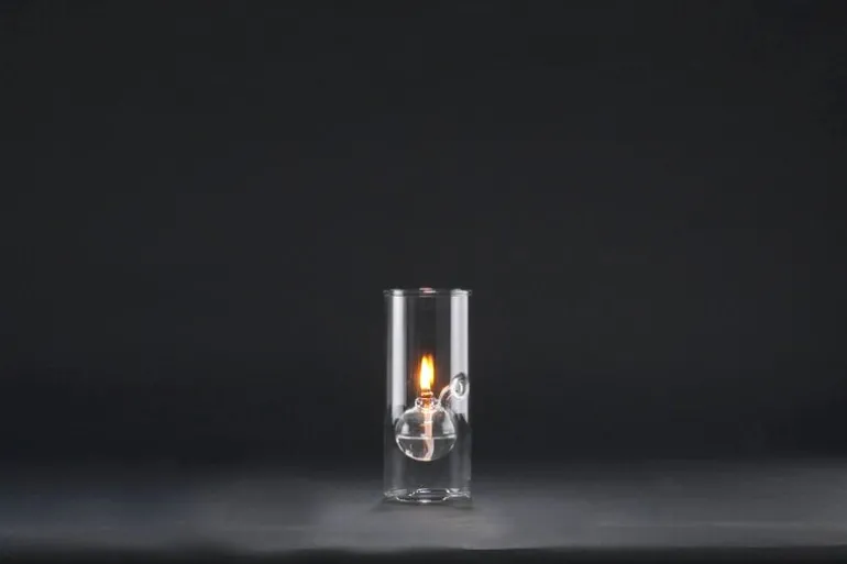 Paustian Wolfard oil lamp, medium, clear glass