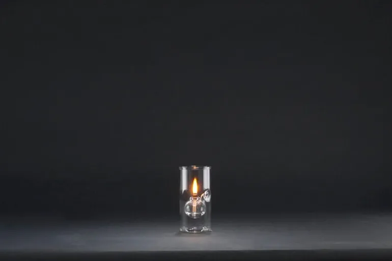 Paustian Wolfard oil lamp, small, clear glass