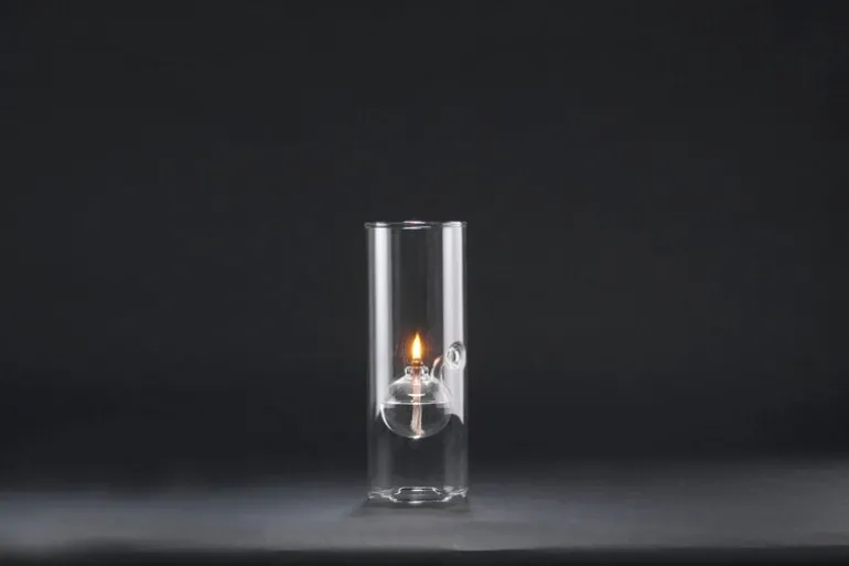 Paustian Wolfard oil lamp, large, clear glass