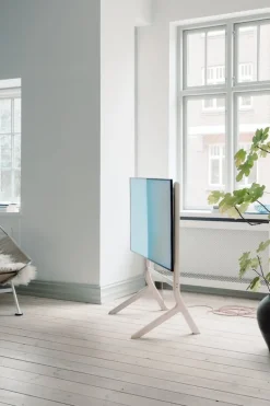 Pedestal Hopper TV stand, light oak