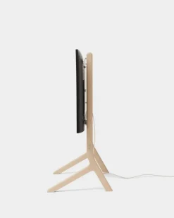 Pedestal Hopper TV stand, light oak