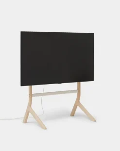 Pedestal Hopper TV stand, light oak