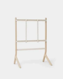 Pedestal Hopper TV stand, light oak