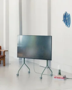 Pedestal Moon Rollin' TV stand, mossy green