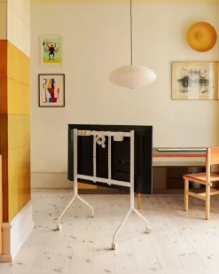 Pedestal Moon Rollin' TV stand, pearl