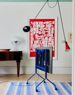 Pedestal Moon Rollin' TV stand, ultra marine