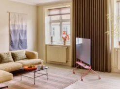 Pedestal Moon Rollin' TV stand, bubble gum