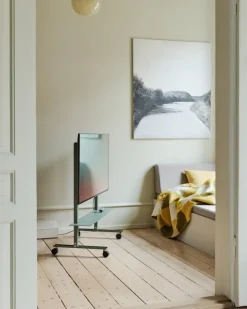 Pedestal Straight Rollin' TV stand, mossy green