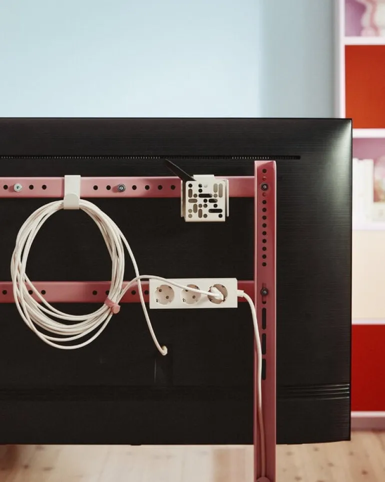 Pedestal Straight Rollin' TV stand, bubble gum