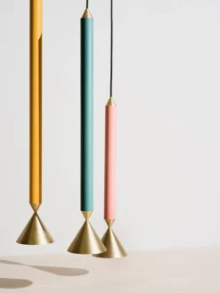 Pholc Apollo 39 pendant, coral pink - polished brass