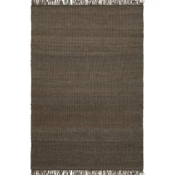 Roots Living Fringe Hemp rug, dark brown