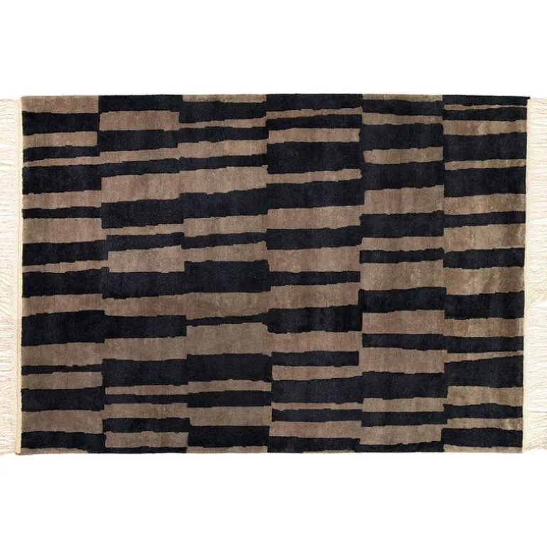 Roots Living Pilari rug, bamboo - wool, carbon - brown