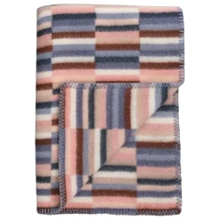Røros Tweed Ida throw, 135 x 200 cm, rosa blue
