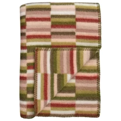 Røros Tweed Ida throw, 135 x 200 cm, olive burgundy