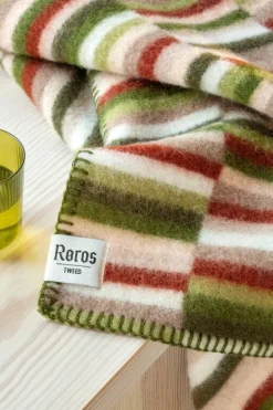 Røros Tweed Ida throw, 135 x 200 cm, olive burgundy