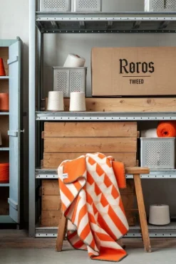 Røros Tweed Kvam throw, 135 x 200 cm, orange