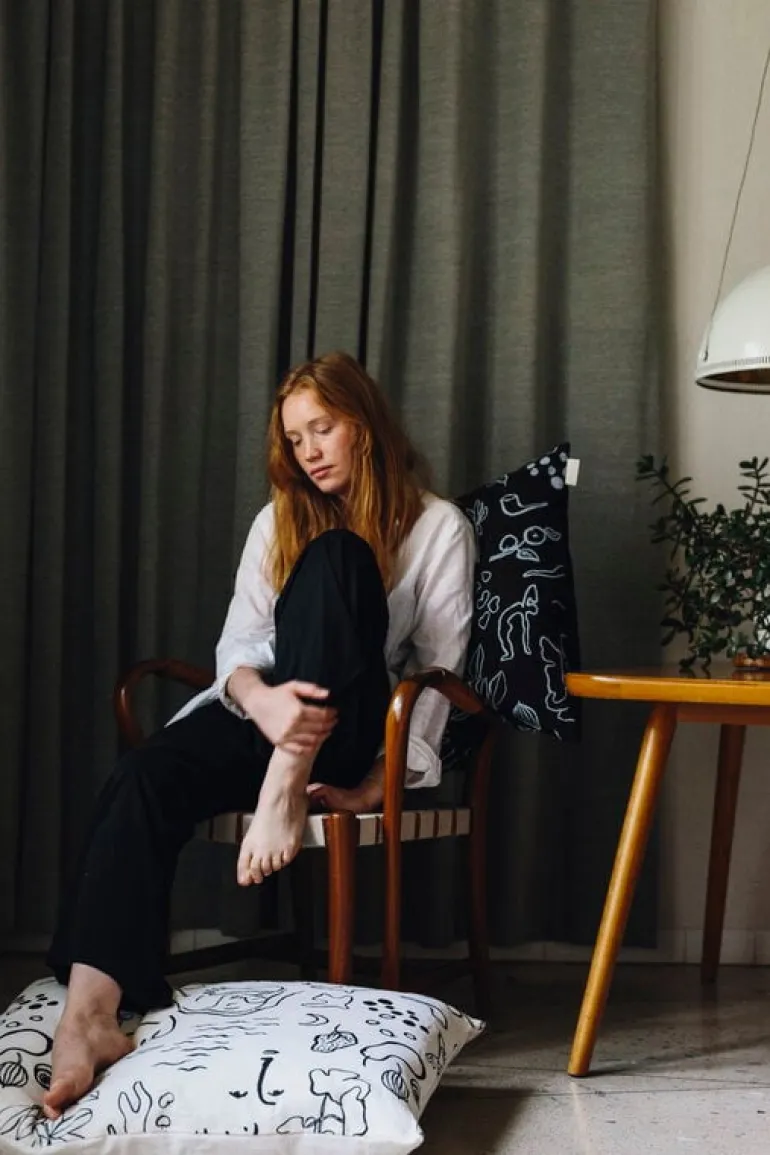 Saana ja Olli Onnenmaa cushion cover, 60 x 80 cm, white - black