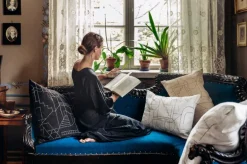 Saana ja Olli Unien talo cushion cover, 60 x 80 cm, black - white