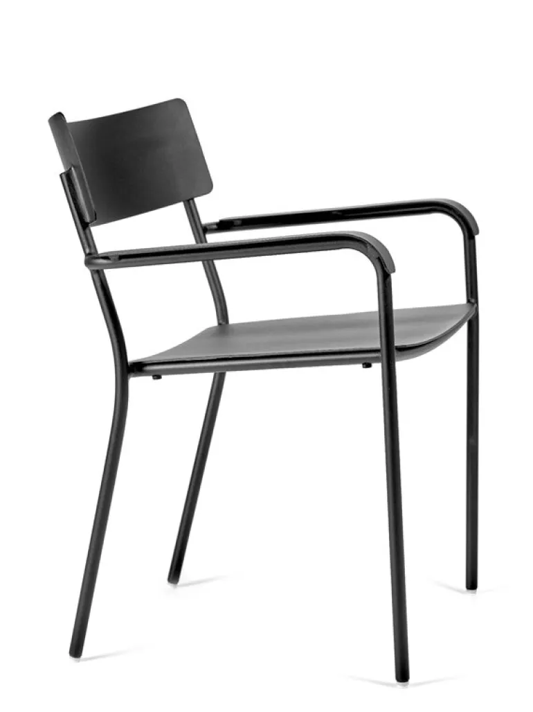 Serax August chair with armrests, wide, black