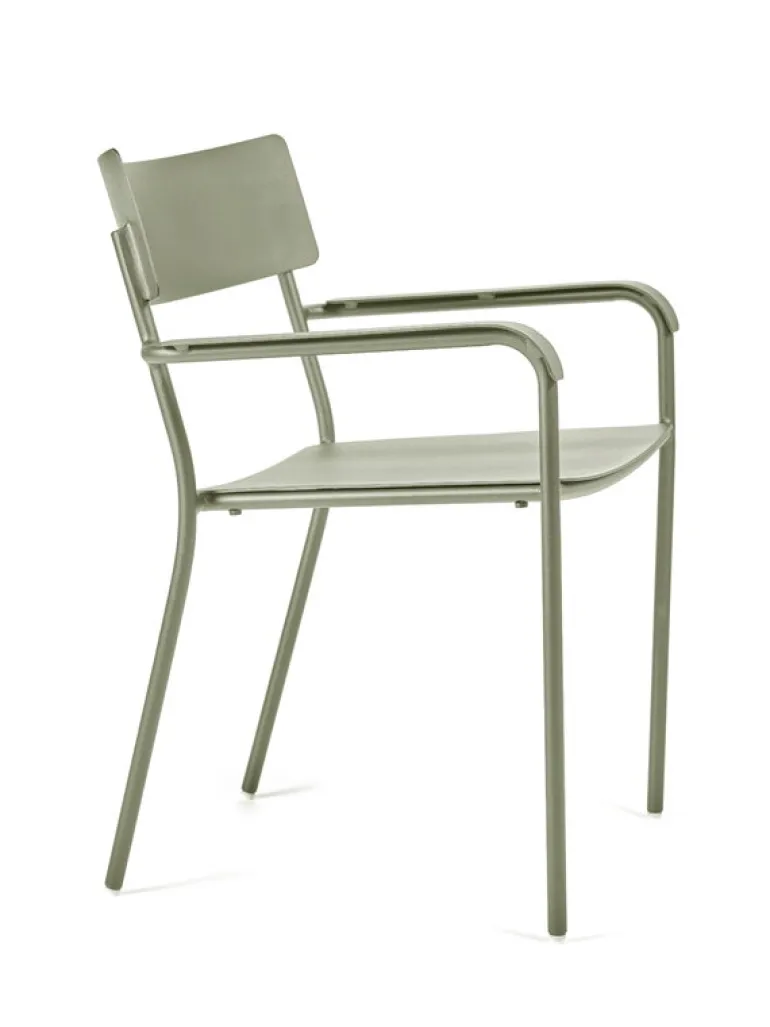 Serax August chair with armrests, wide, green