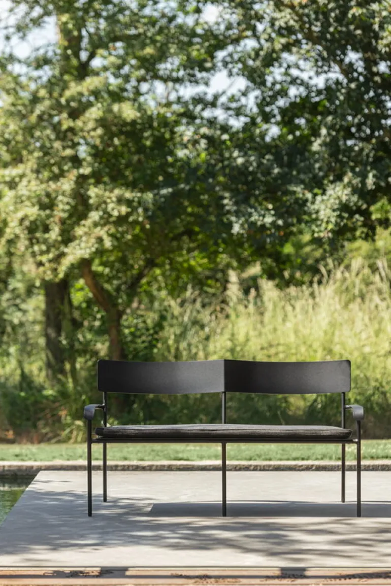 Serax August 2-seater bench with backrest, black