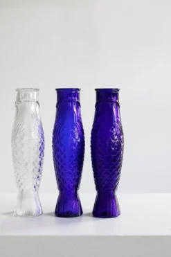 Serax Fish & Fish bottle, cobalt blue