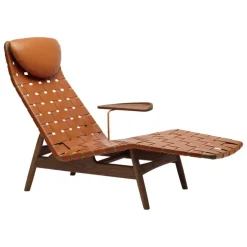 Sibast AV Egoist chaise longue w/ cushion,  smoked oak - brandy leather